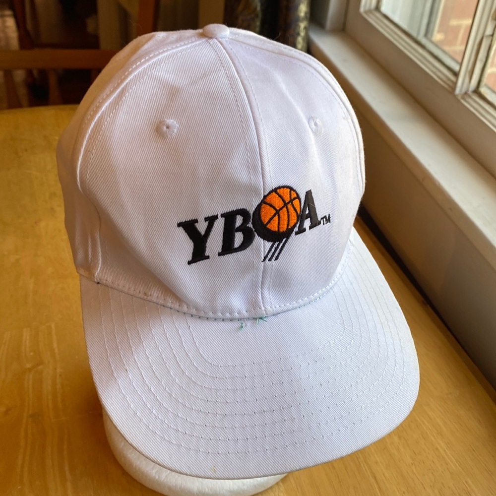YBOA tm baseball style hat white in good condition with spots